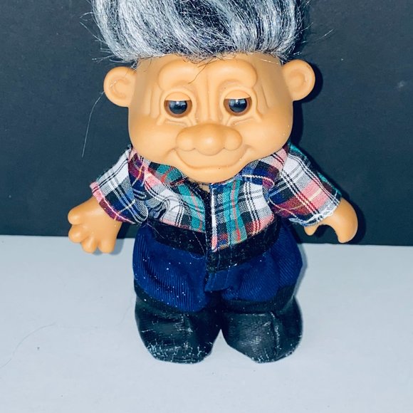 Russ Troll Doll Gray Haired Old Man Grandpa Grandfather Toy Figure - Picture 2 of 5